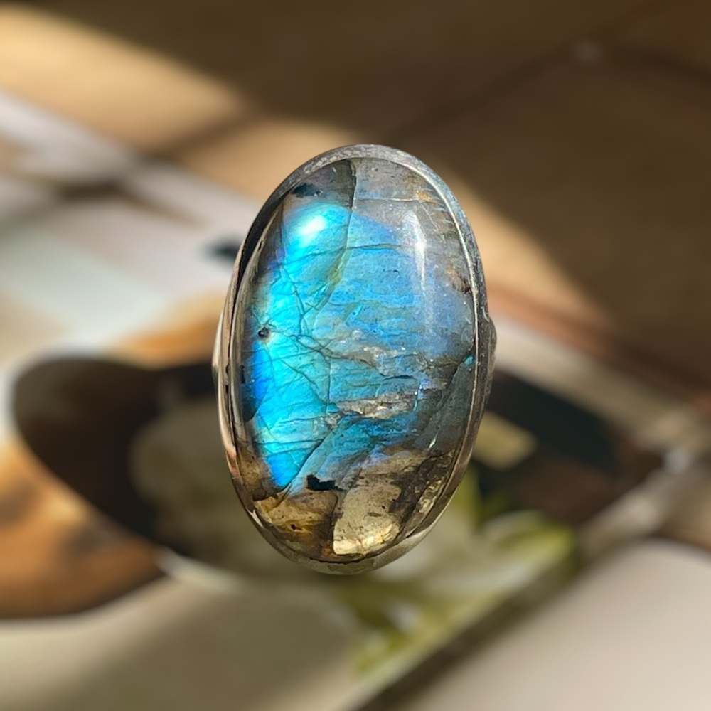 Statement Ring - Natural Labradorite -925 Sterlin… - image 2